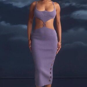 Voight Cut Out Purple Midi Dress Size x1